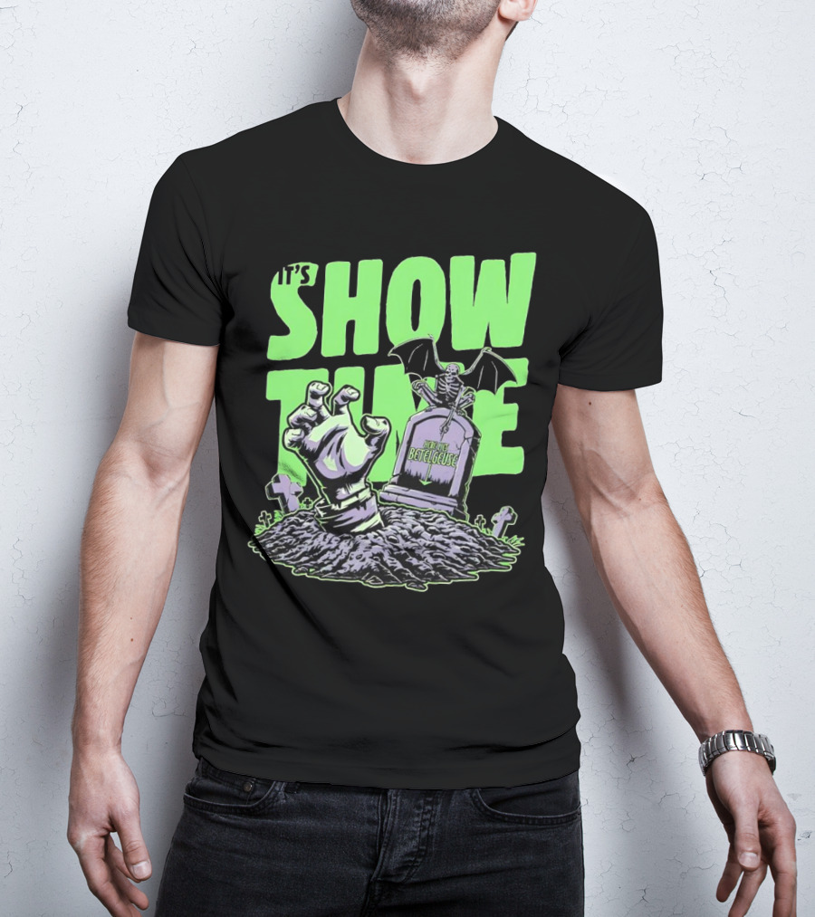 It's Showtime Here Lies Betelgeuse With Skeleton And Tombstone T-Shirt