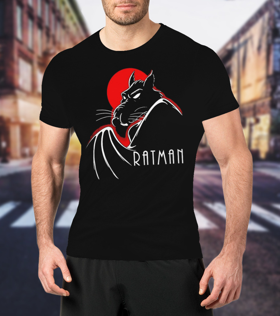 Ratman Splinter Shadow Against Red Moon In Batman T-Shirt