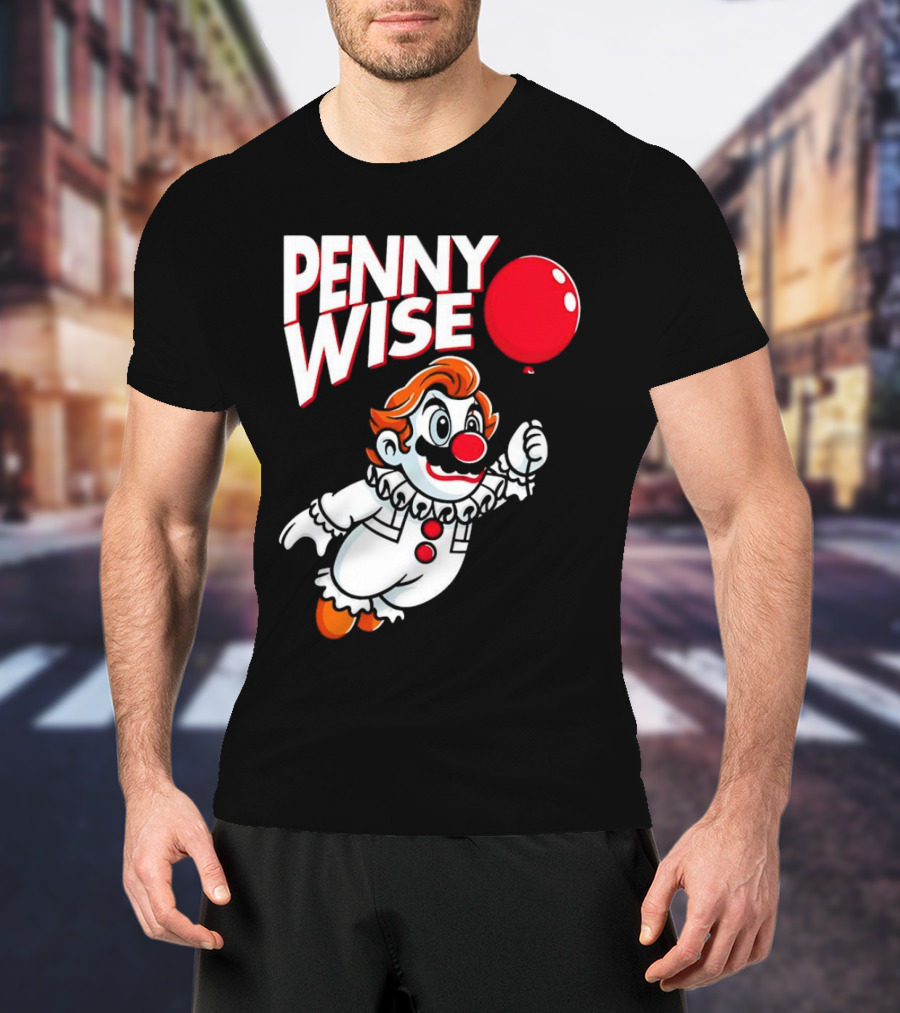 Pennywise Mario Mashup With Red Balloon T-Shirt