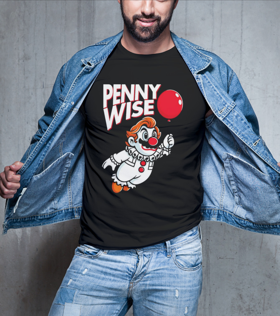 Pennywise Mario Mashup With Red Balloon T-Shirt