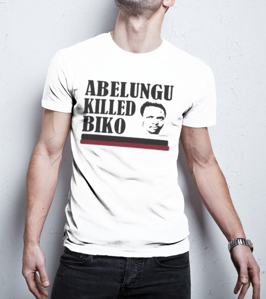 Abelungu Killed Biko Face Red Black Stripe T-Shirt