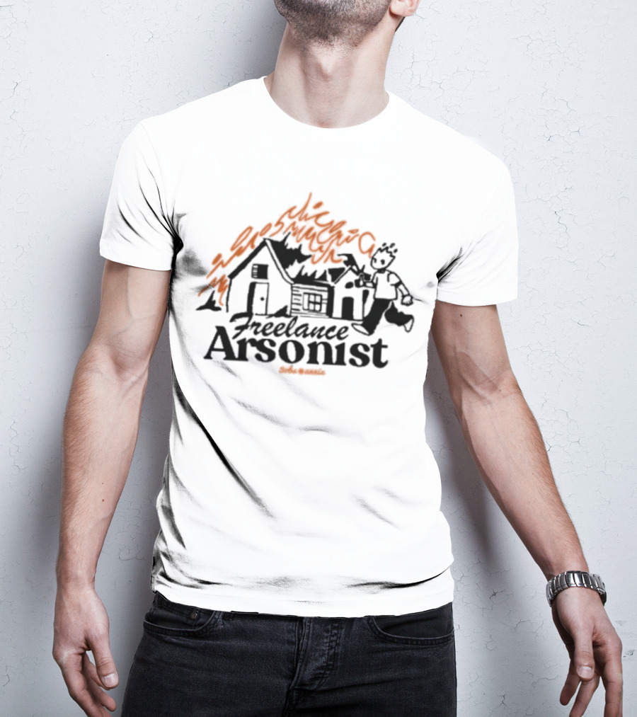 Freelance Arsonist So Sannix Burning Houses Cartoon T-Shirt