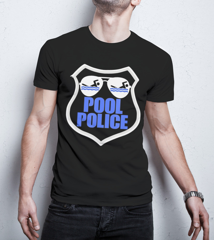 Pool Police Badge With Sunglasses Swimmers T-Shirt