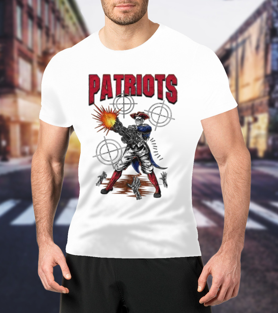 Patriots Skeleton Shooting With Rifle And Targets T-Shirt