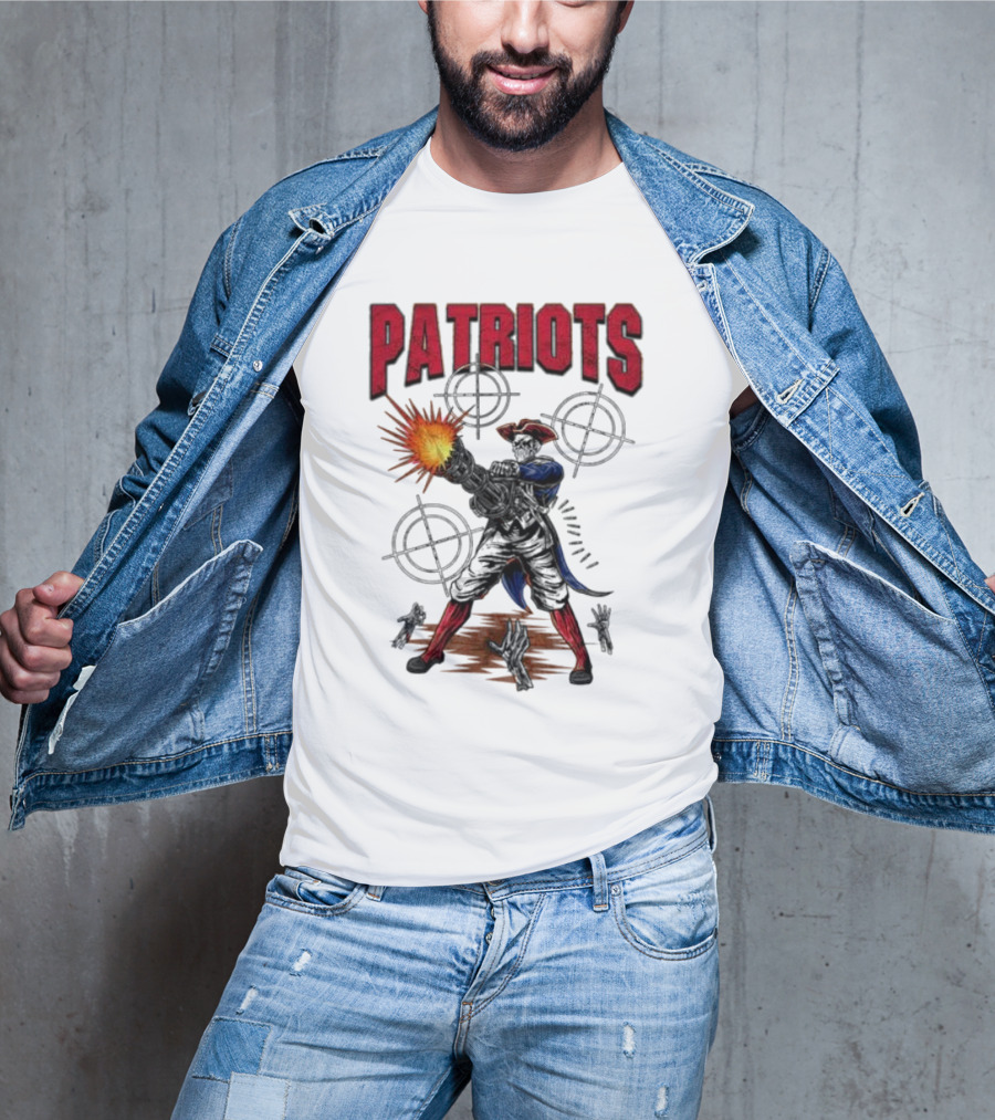 Patriots Skeleton Shooting With Rifle And Targets T-Shirt