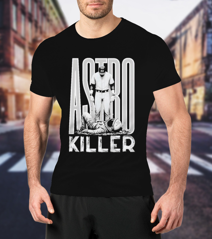 Astro Killer Yankees Player Standing Over Fallen Astronaut T-Shirt