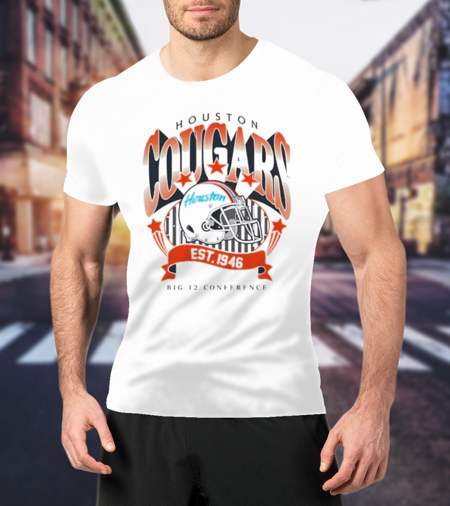Houston Cougars Helmet Houston Est 1946 Big 12 Conference T-Shirt