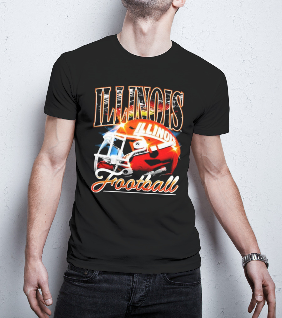 Illinois Fighting Illini Football Helmet Vintage Retro T-Shirt