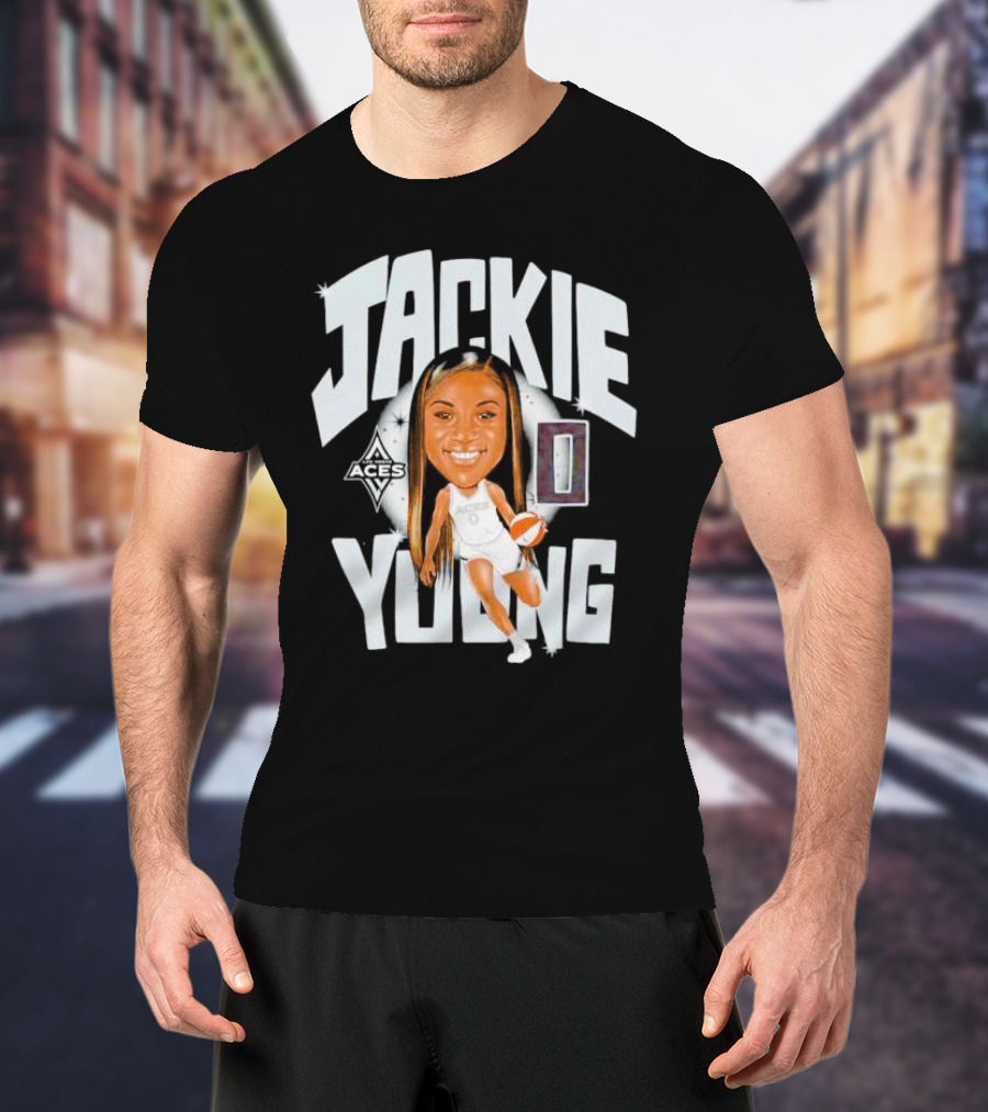 Jackie Young Las Vegas Aces Basketball Caricature T-Shirt