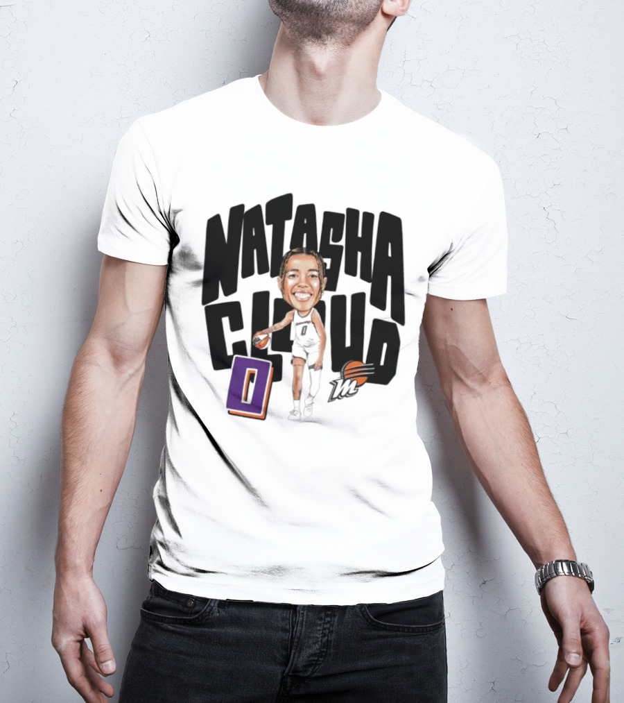Natasha Cloud Phoenix Mercury Basketball Caricature With Orange Ball And Stylized Text T-Shirt