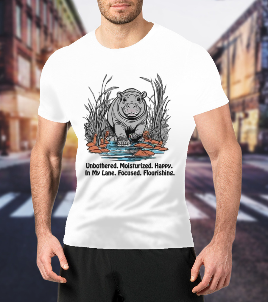 Unbothered Moisturized Happy Hippo In My Lane Focused Flourishing T-Shirt