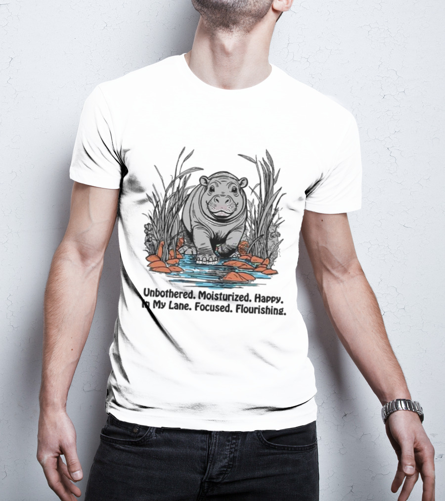 Unbothered Moisturized Happy Hippo In My Lane Focused Flourishing T-Shirt