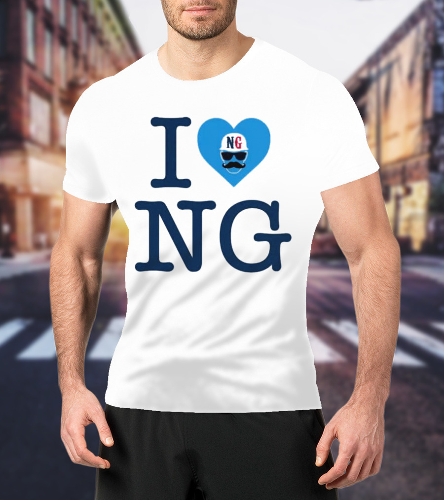 I Love NG Heart Icon With Mustache And Cap T-Shirt