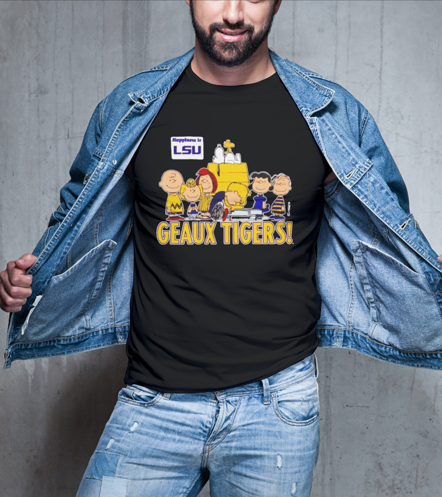Happiness Is LSU Peanuts Characters Geaux Tigers T-Shirt