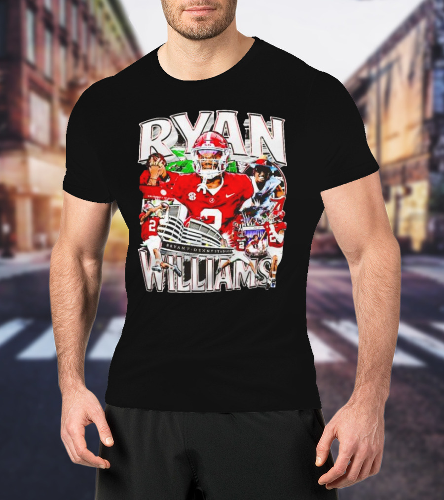 Ryan Williams Alabama Crimson Tide Bryant Denny Stadium Vintage Football Collage T-Shirt