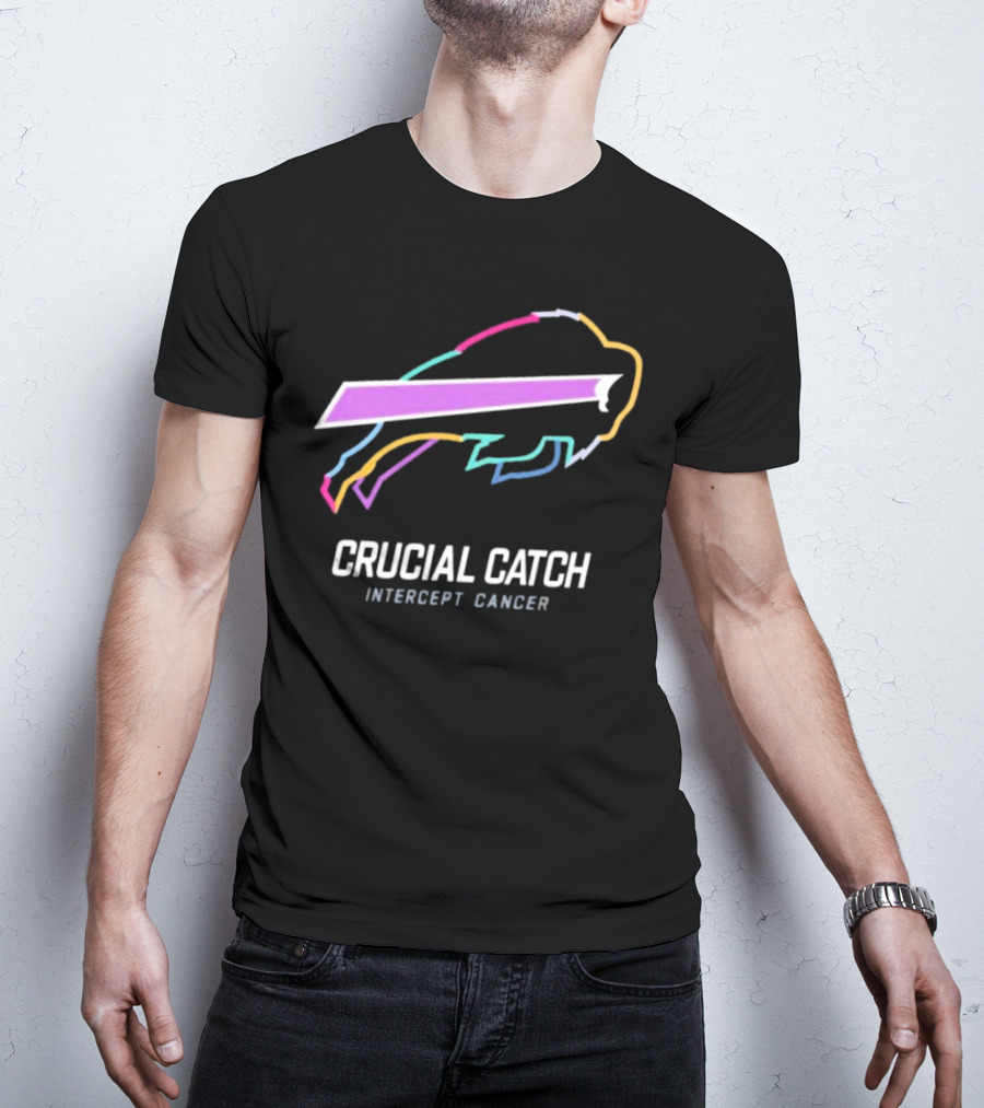 Buffalo Bills NFL Rainbow Logo Crucial Catch Intercept Cancer Initiative T-Shirt