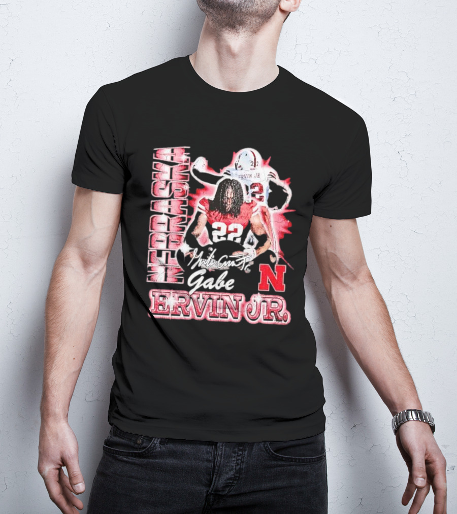 Nebraska Cornhuskers Gabe Ervin Jr. Signature Retro Football 22 T-Shirt