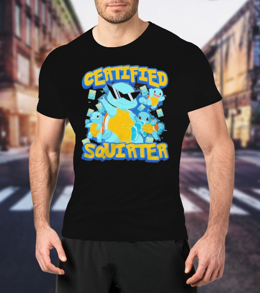 CERTIFIED SQUIRTER POKEMON SQUIRTLE PARTY WITH SUNGLASSES AND CARDS T-Shirt