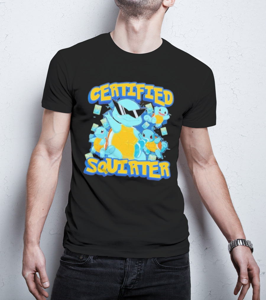 CERTIFIED SQUIRTER POKEMON SQUIRTLE PARTY WITH SUNGLASSES AND CARDS T-Shirt