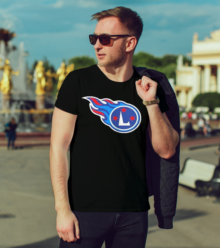 Funny Ahh Tees Tennessee Titans Fire L логотип T-Shirt
