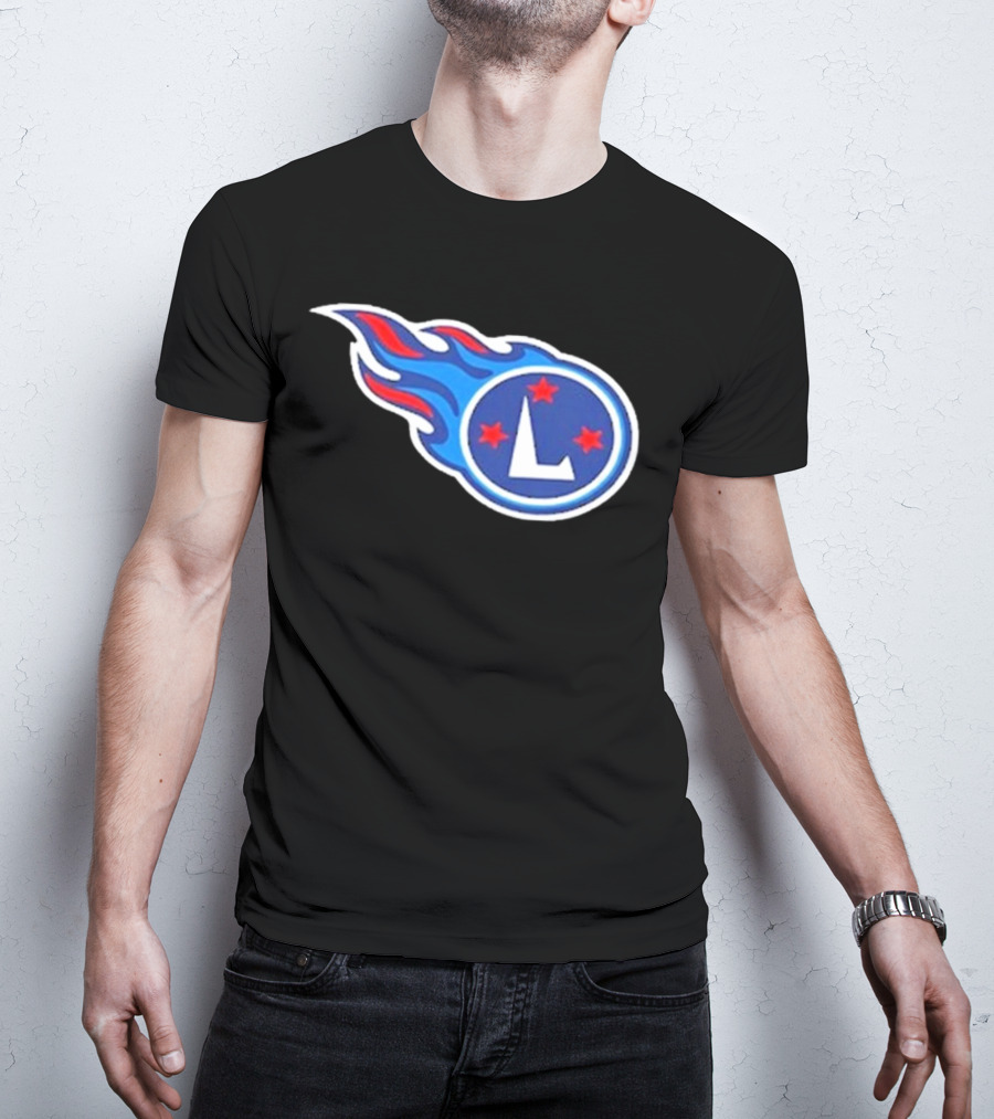 Funny Ahh Tees Tennessee Titans Fire L логотип T-Shirt