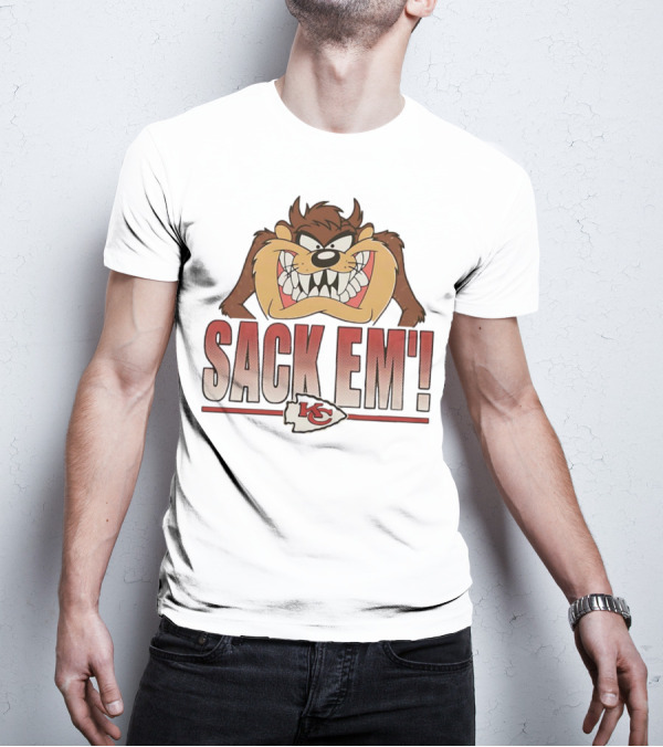 Looney Tunes Taz Kansas City Chiefs Sack 'Em KC T-Shirt