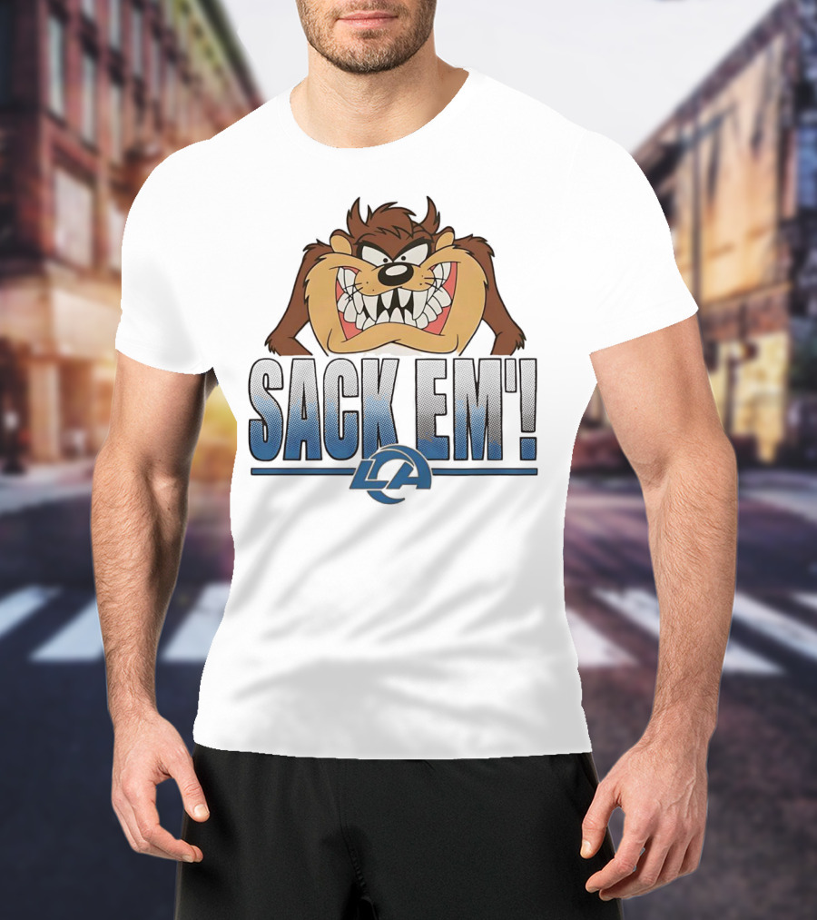 Looney Tunes Taz Sack Em LA Los Angeles Rams T-Shirt