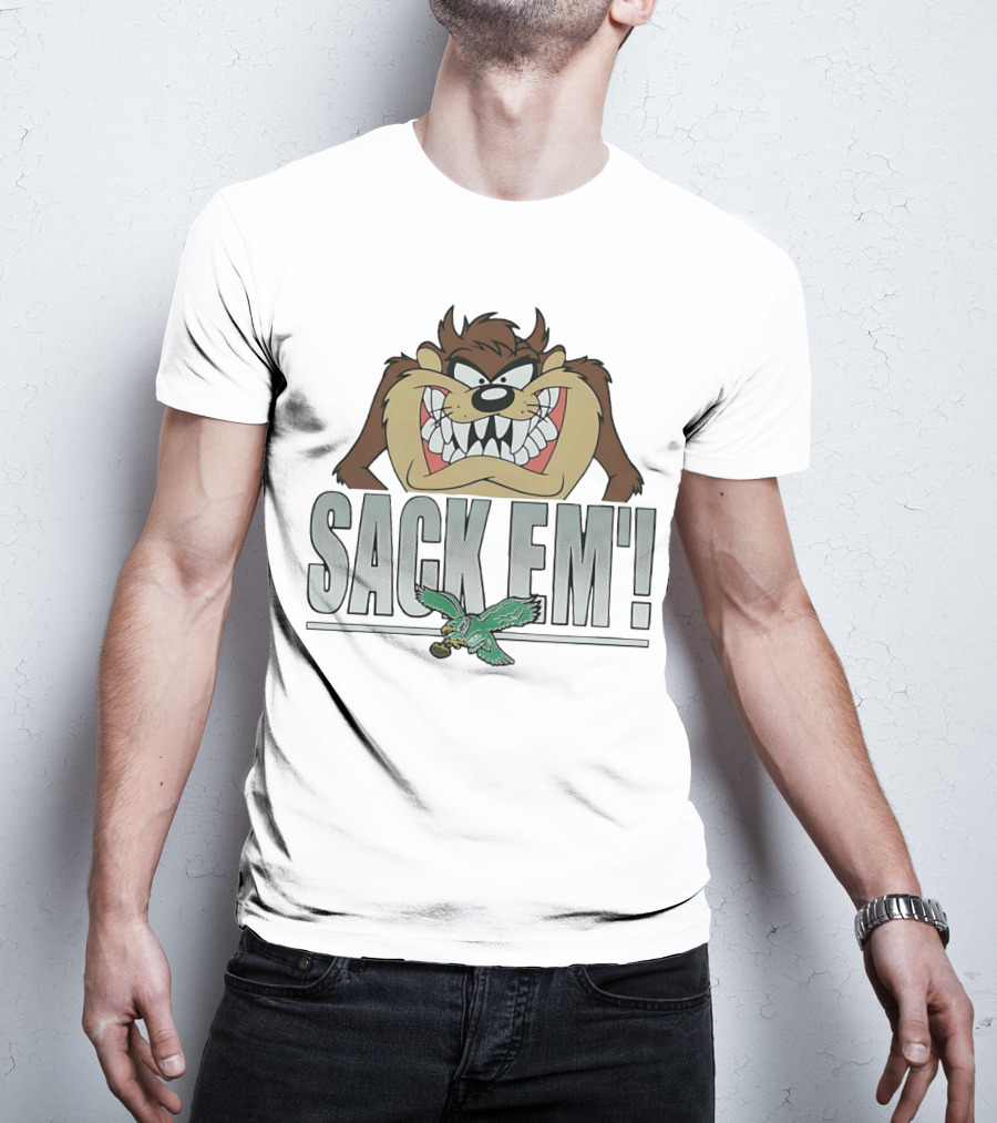 Looney Tunes Taz Sack Em Philadelphia Eagles T-Shirt