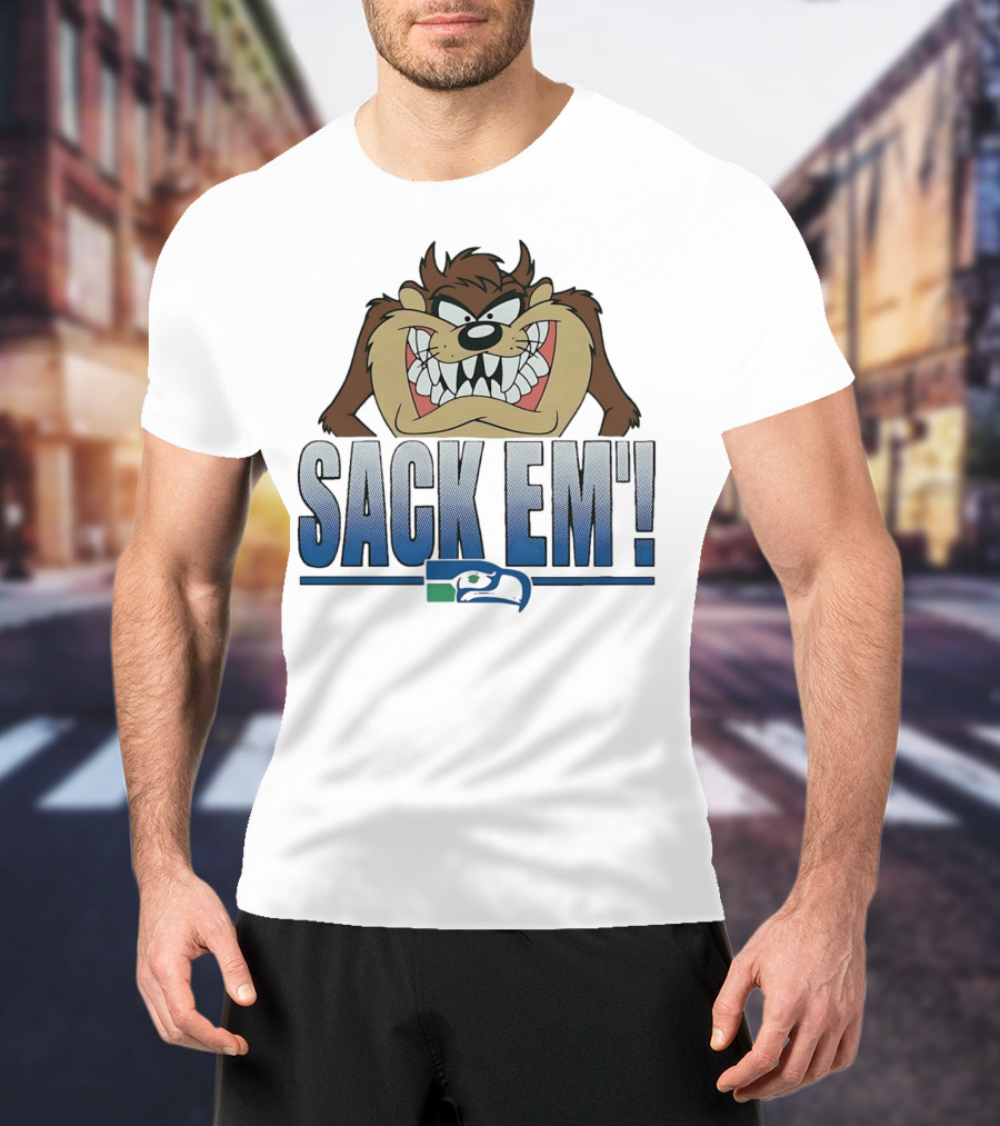 Looney Tunes Taz Sack Em Seattle Seahawks T-Shirt