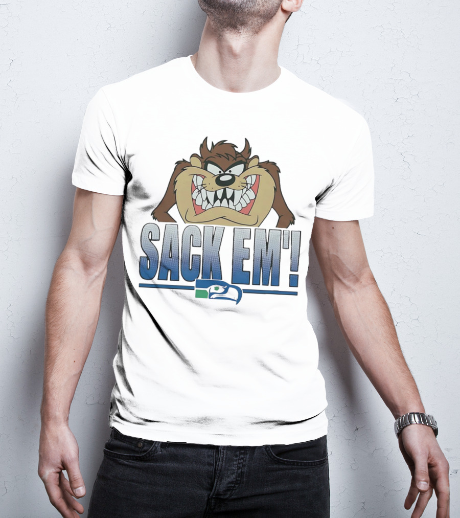 Looney Tunes Taz Sack Em Seattle Seahawks T-Shirt