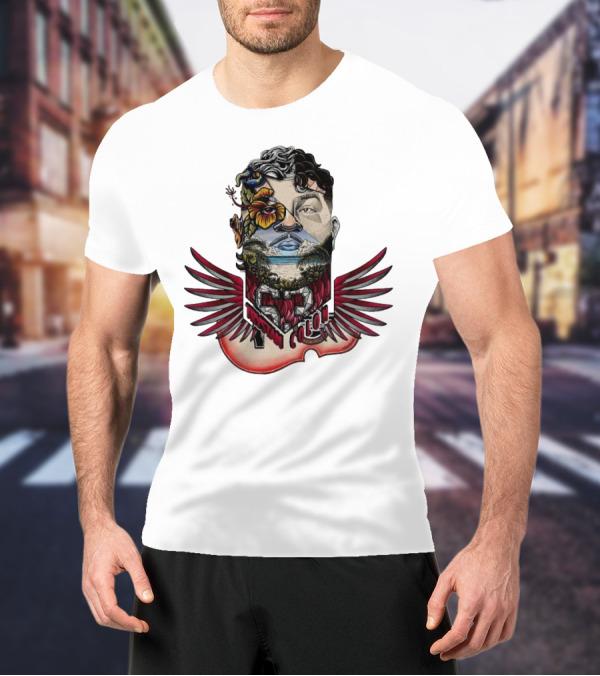 Trystan Colon Arizona Cardinals Herencia Latina Artful Portrait With Floral And Wing Elements T-Shirt