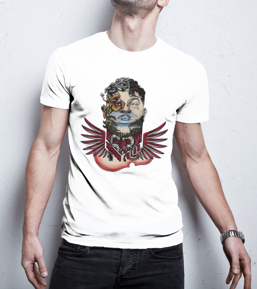 Trystan Colon Arizona Cardinals Herencia Latina Artful Portrait With Floral And Wing Elements T-Shirt