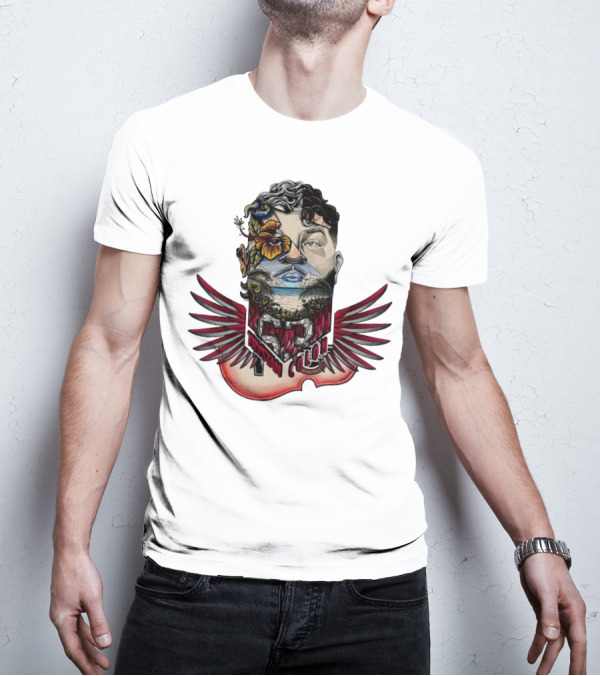 Trystan Colon Arizona Cardinals Herencia Latina Artful Portrait With Floral And Wing Elements T-Shirt