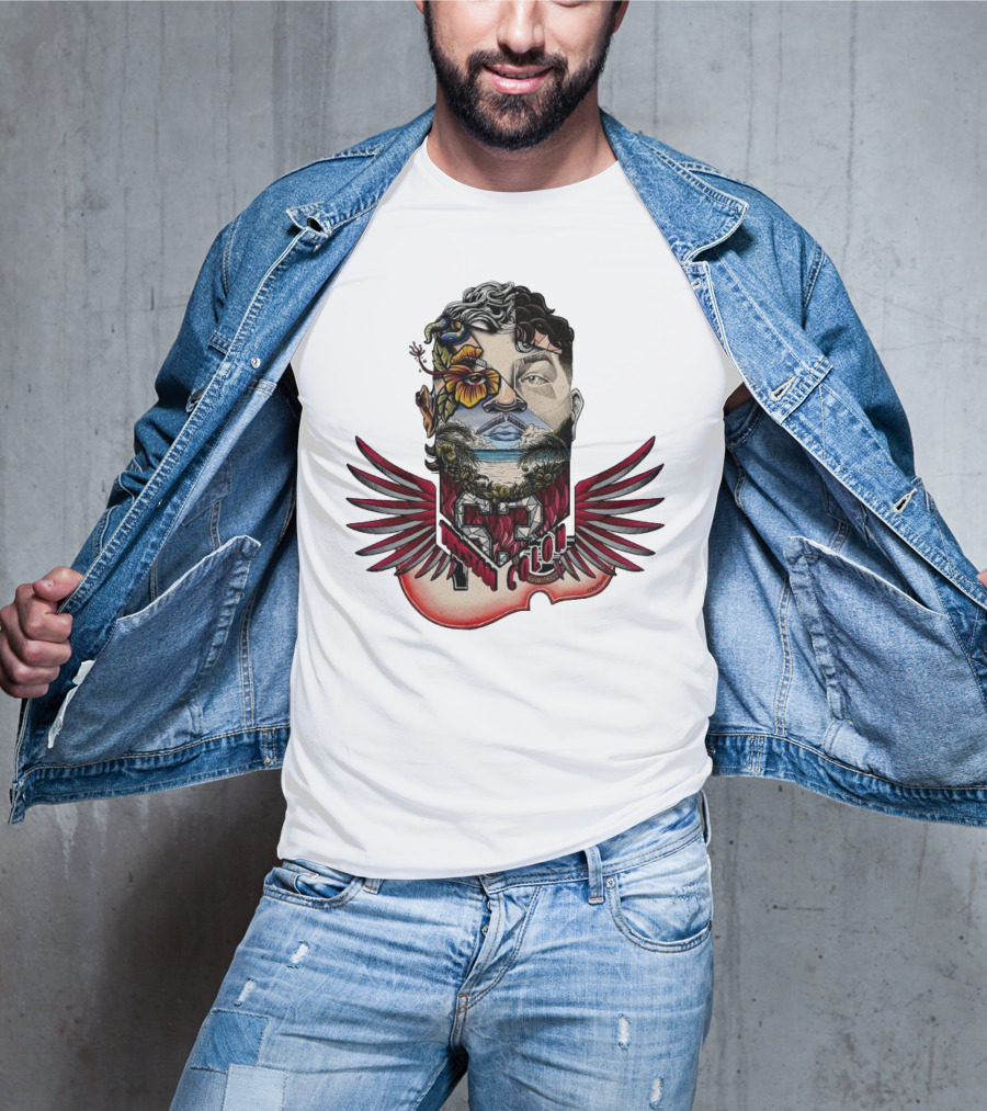 Trystan Colon Arizona Cardinals Herencia Latina Artful Portrait With Floral And Wing Elements T-Shirt