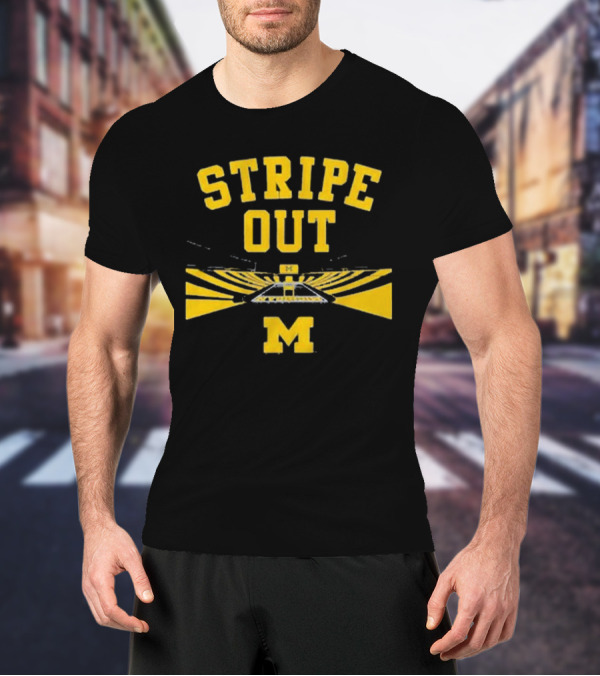 Stripe Out Big House Michigan Wolverines T-Shirt