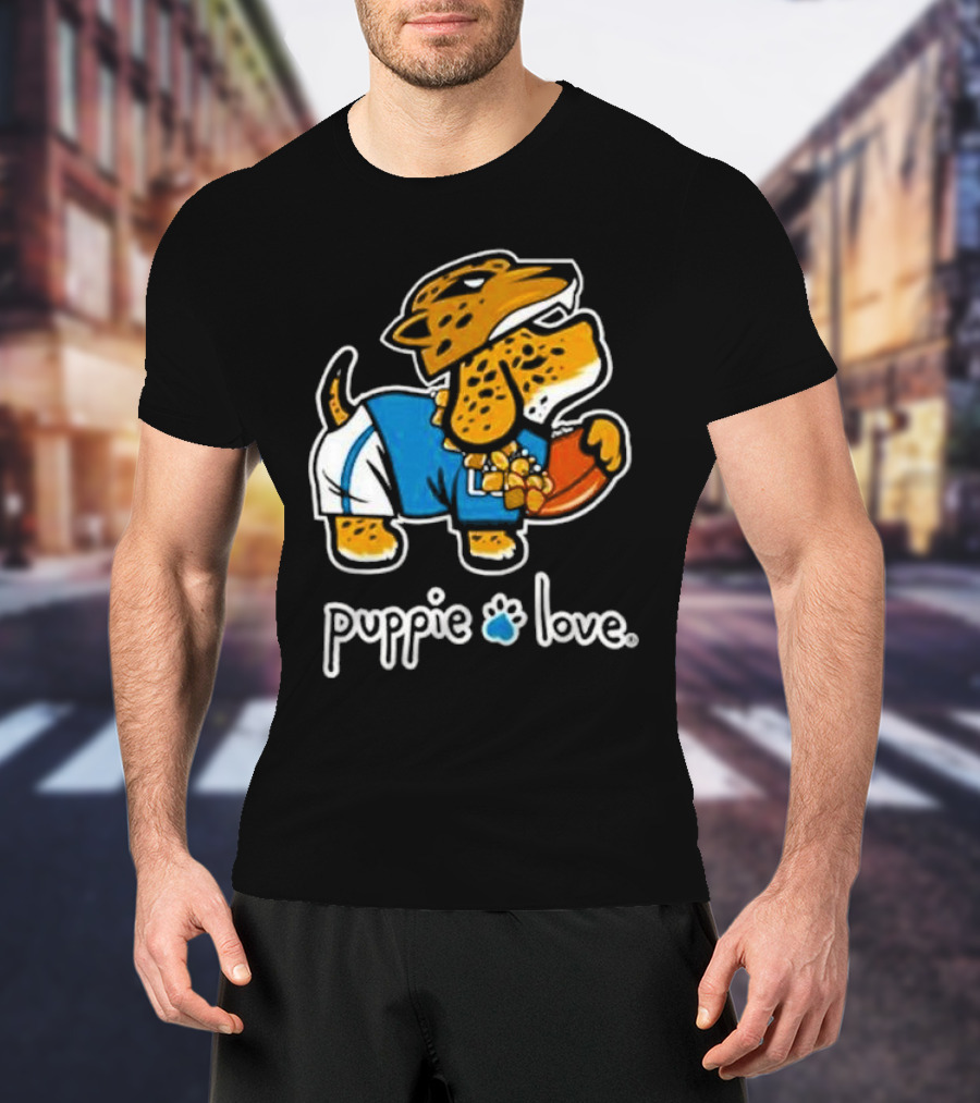 Jacksonville Jaguars Puppie Love Mascot Pup Football Fan T-Shirt