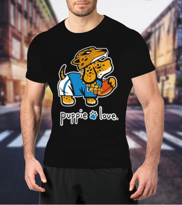 Jacksonville Jaguars Puppie Love Mascot Pup Football Fan T-Shirt