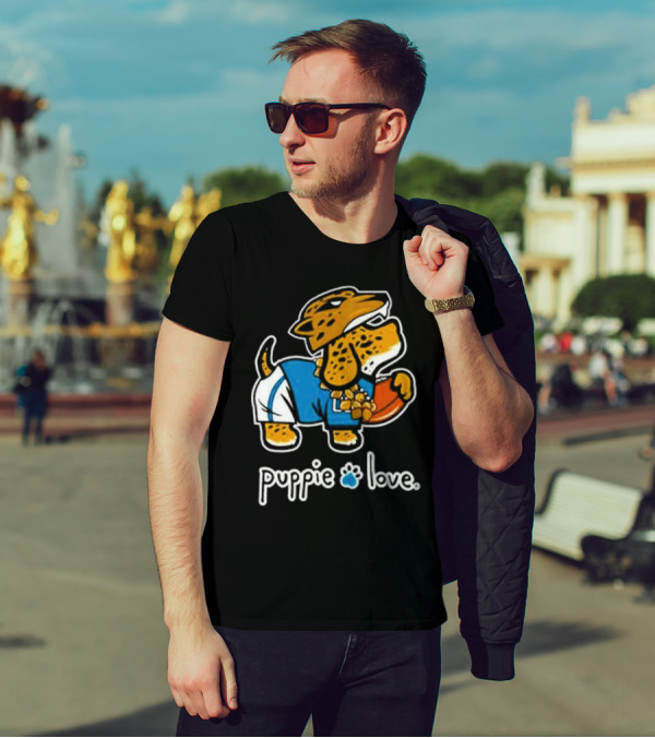 Jacksonville Jaguars Puppie Love Mascot Pup Football Fan T-Shirt