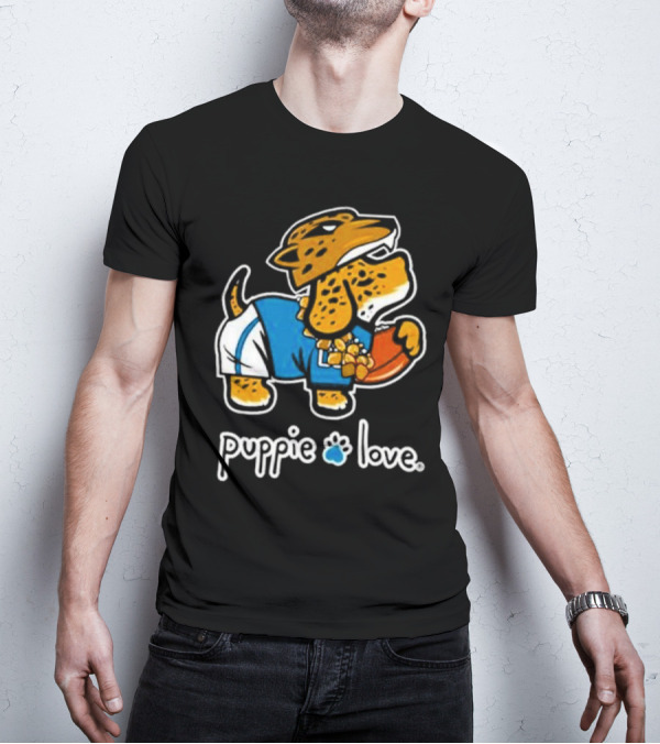 Jacksonville Jaguars Puppie Love Mascot Pup Football Fan T-Shirt