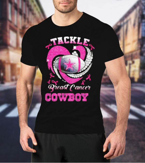 Tackle Breast Cancer Cowboy Football Pink Awareness T-Shirt