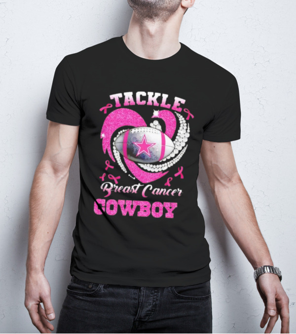 Tackle Breast Cancer Cowboy Football Pink Awareness T-Shirt