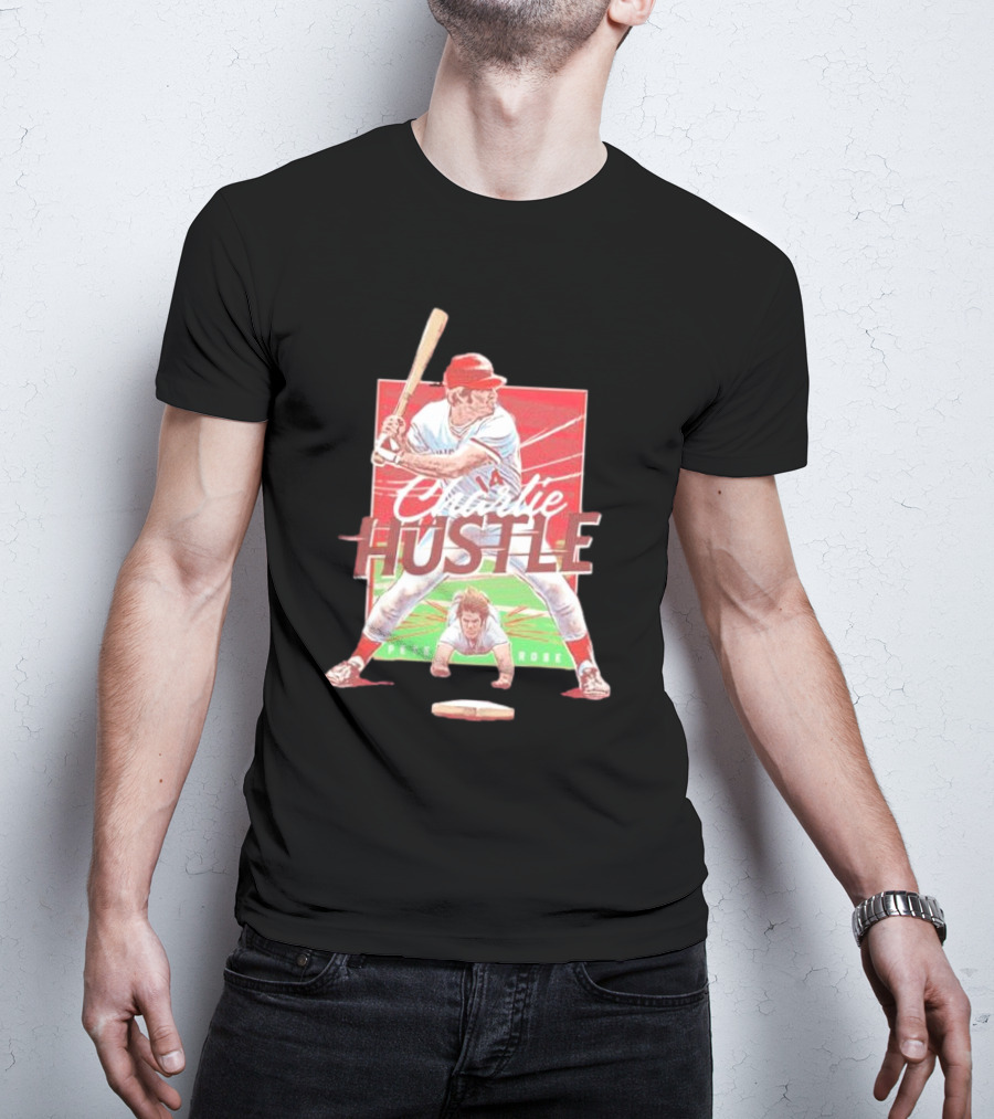 Charlie Hustle Pete Rose Cincinnati Reds Cartoon Player T-Shirt