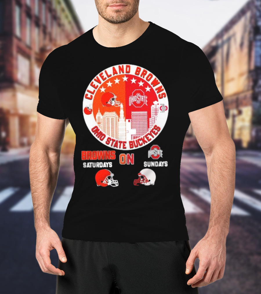 Cleveland Browns Ohio State Buckeyes Saturdays Sundays Circle City T-Shirt