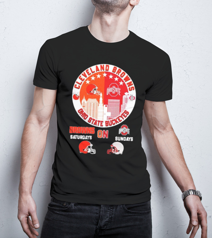 Cleveland Browns Ohio State Buckeyes Saturdays Sundays Circle City T-Shirt