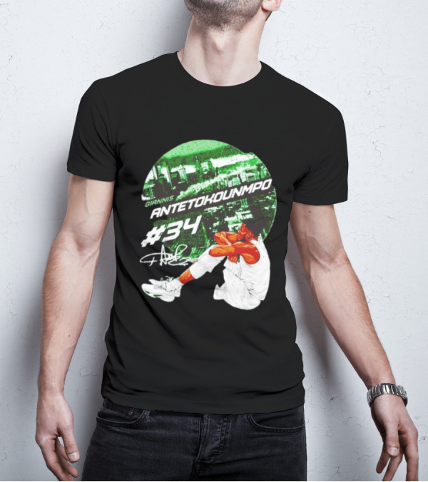 Giannis Antetokounmpo #34 Milwaukee Bucks Signature City Skyline T-Shirt