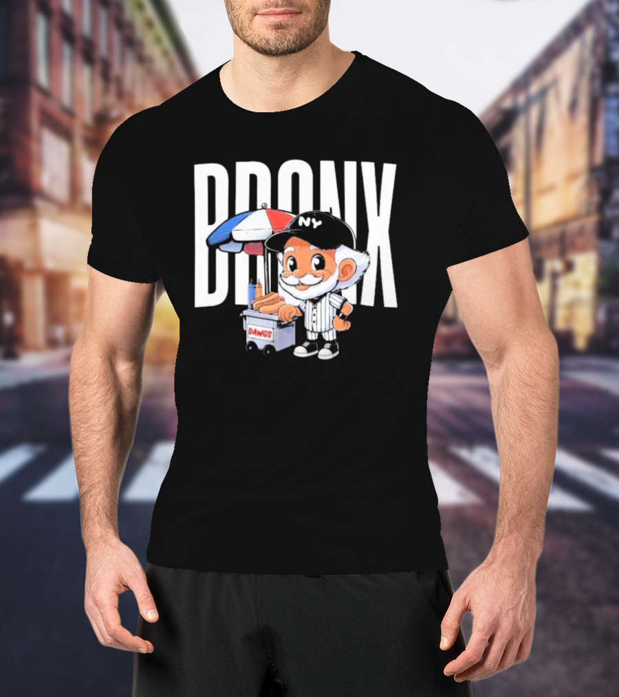 BRONX NY Dawgs Baseball Character Hot Dog Cart T-Shirt