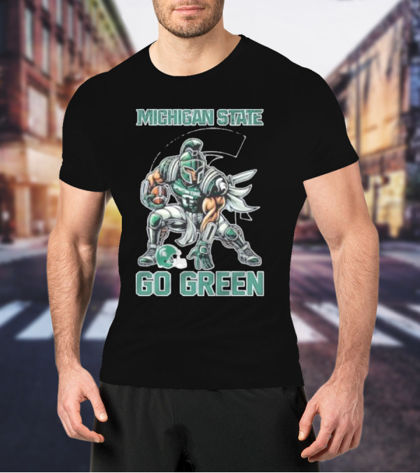 Michigan State Spartans Go Green Football Mascot T-Shirt