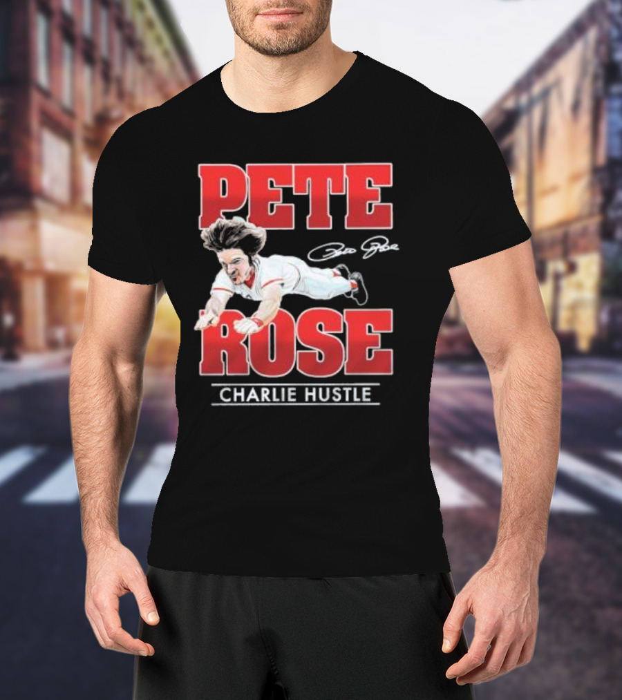 Pete Rose Charlie Hustle Diving Player T-Shirt