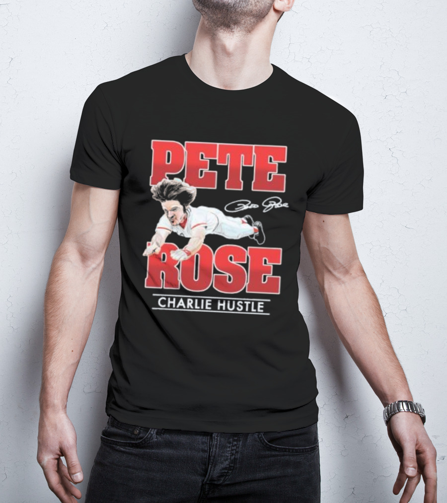Pete Rose Charlie Hustle Diving Player T-Shirt