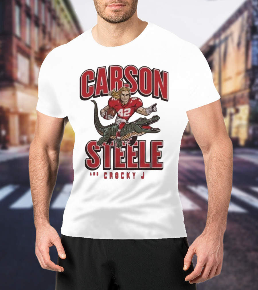 Carson Steele Riding Crocky J Football Kansas City Chiefs T-Shirt